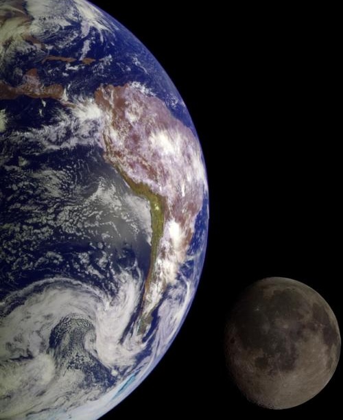 NASA image of Earth and Moon from space